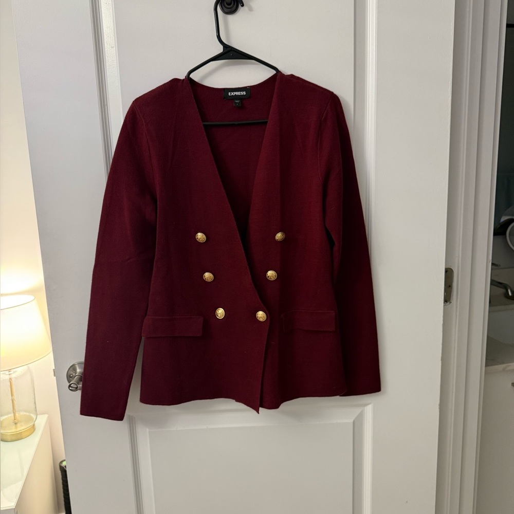 Express Burgundy Sweater / blazer. Balmain style.